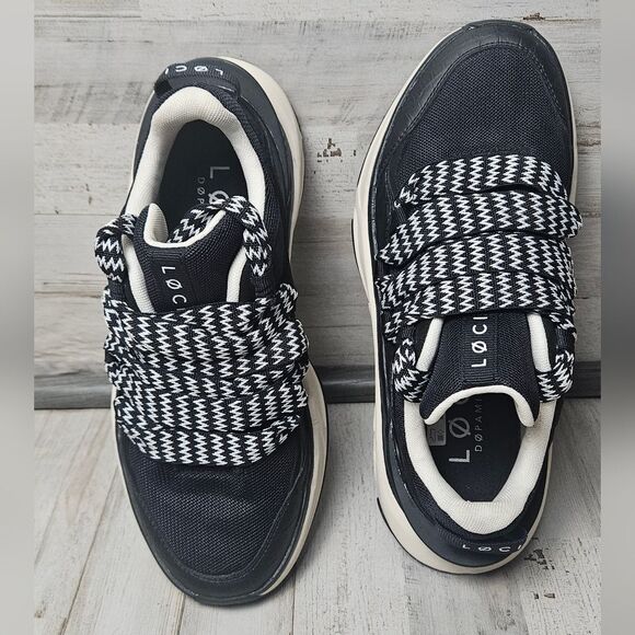 LØCI Vegan Sneakers W7 (M6) Black/White Chunky Laces LC-017-009-05 - Nicki Minaj - Picture 5 of 12